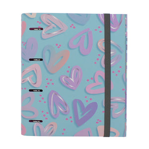 Carpeta de 4 anillas corazones pastel