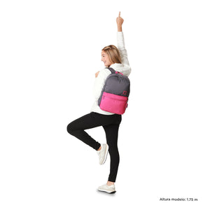 Mochila urbana color gris y rosa