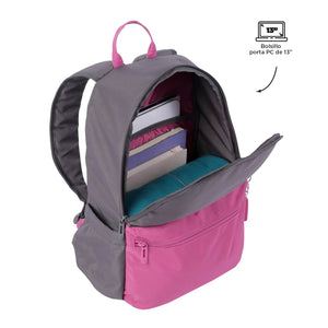 Mochila urbana color gris y rosa