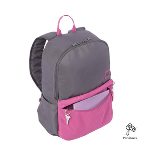 Mochila urbana color gris y rosa