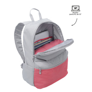 Mochila urbana color gris y rosa