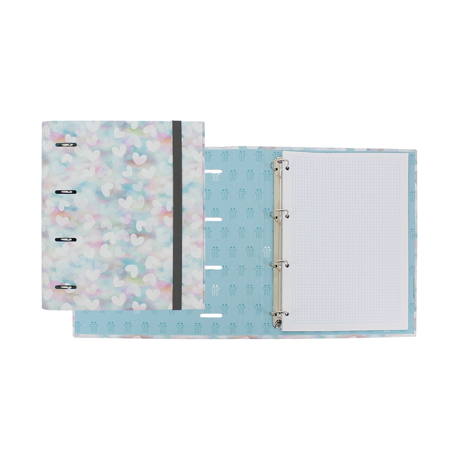 Carpeta de 4 anillas corazones pastel