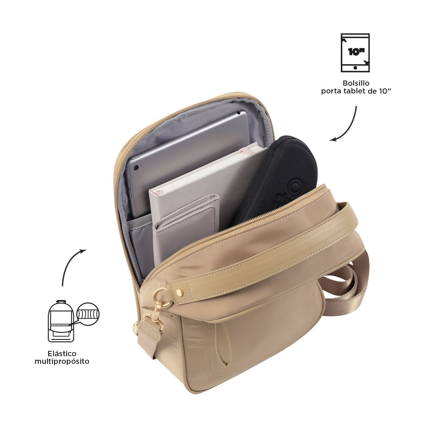 Bolso crossover mujer marrón 