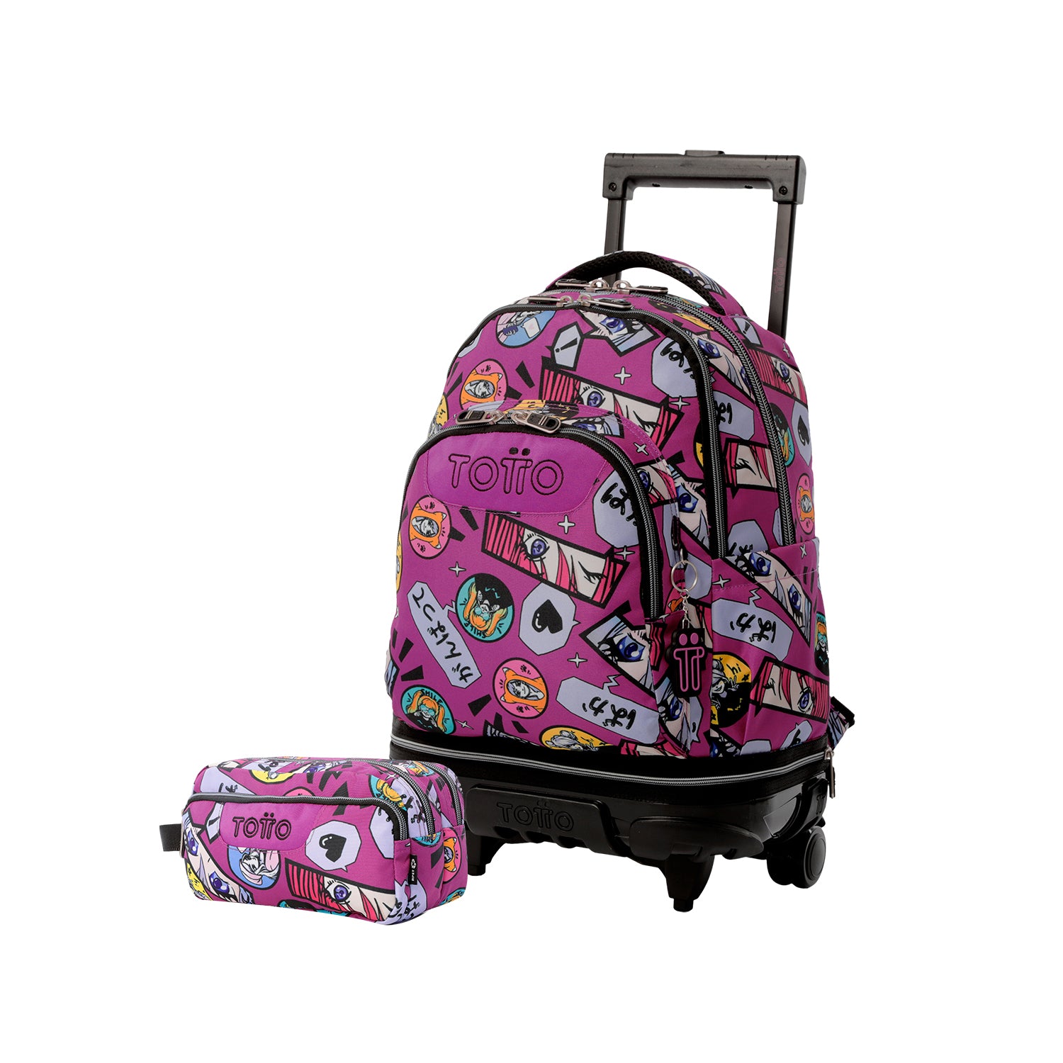 Pack escolar Niña - Mochila con ruedas desmontable + Estuche 3 compartimentos