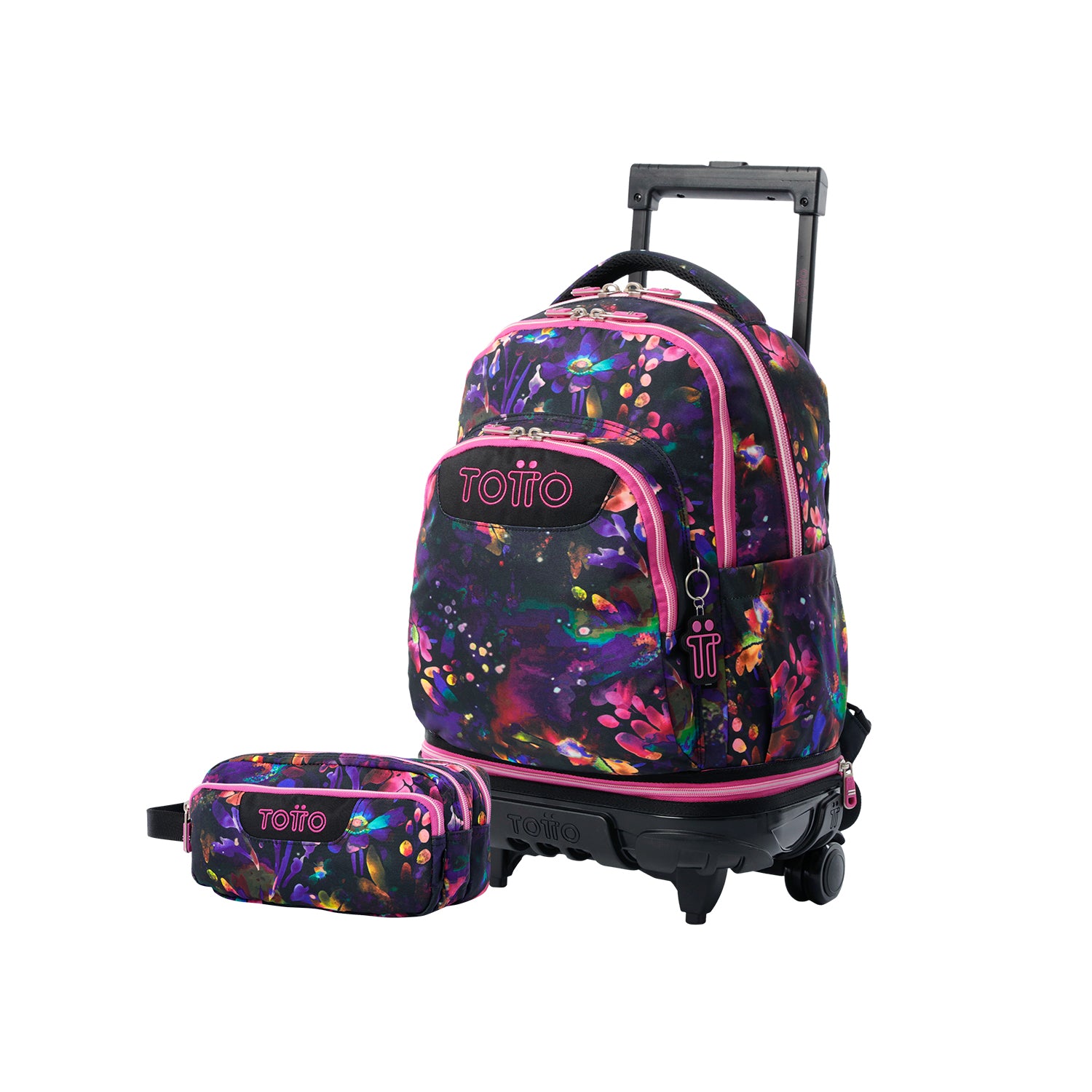 Pack escolar Niña - Mochila con ruedas desmontable + Estuche 3 compartimentos