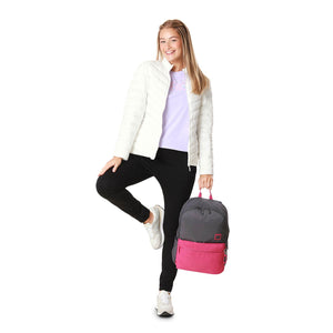 Mochila urbana color gris y rosa 