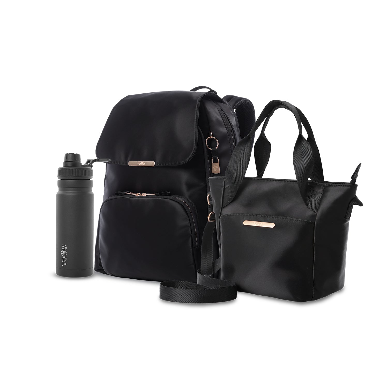 Pack Bel - Black (Mochila + Portameriedas + Botella)