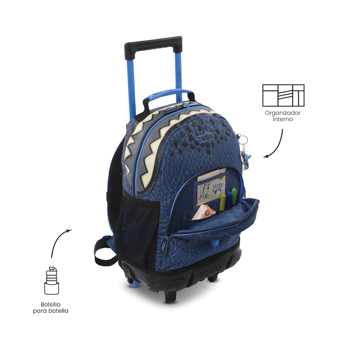 Mochila de ruedas Dino Blue M