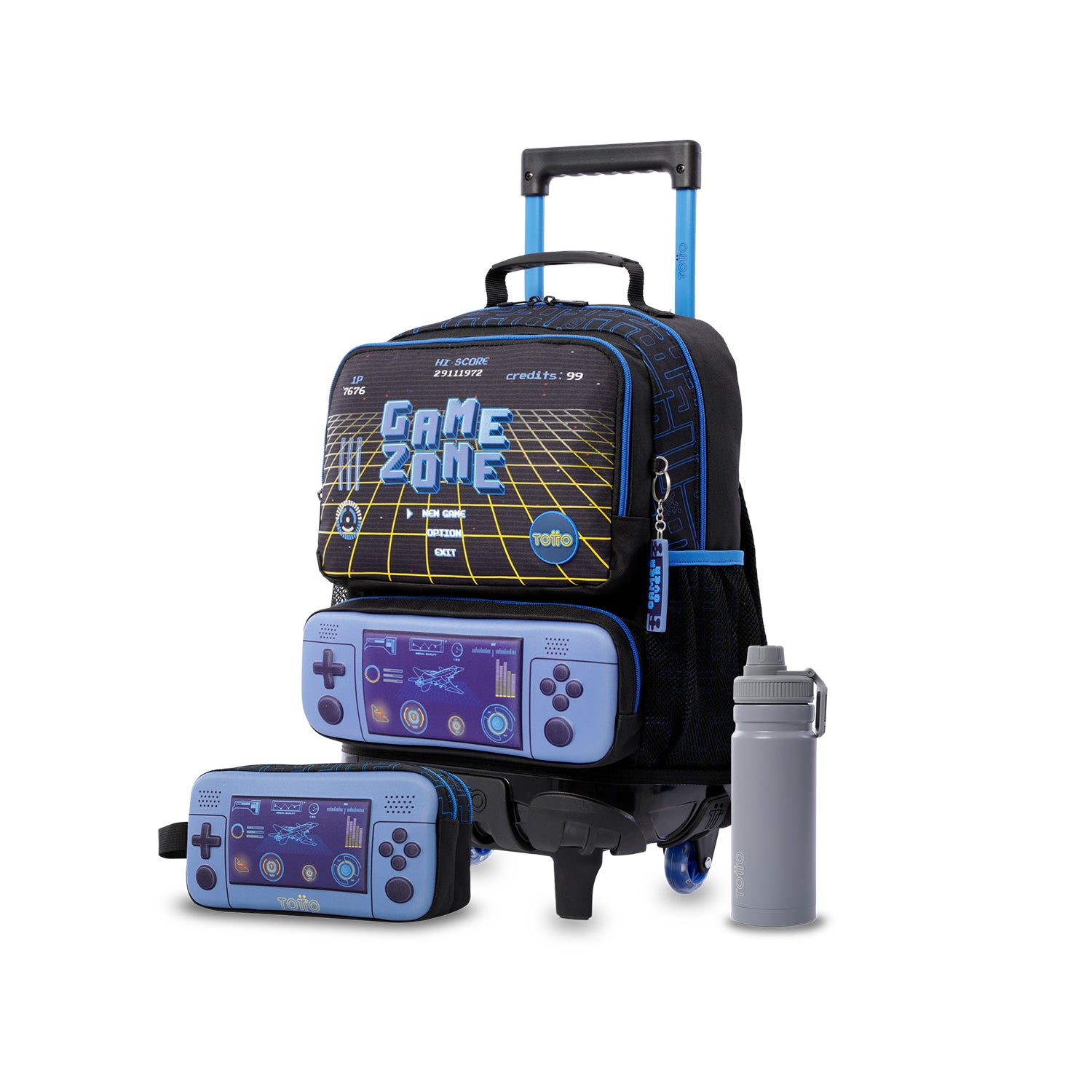 Pack escolar Niño Vortex - Mochila con ruedas + Estuche + Botella de 550ml