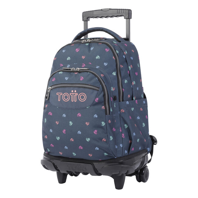 Mochila escolar con ruedas estampado corazones - Renglones image number null