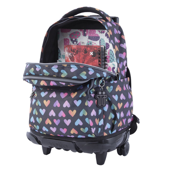 Mochila con ruedas corazones de colores - Renglones - MULTICOLOR | Totto.es