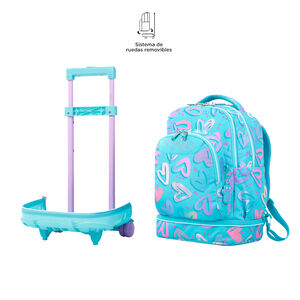 Mochila escolar ruedas desmontable corazones pintados - Tiza