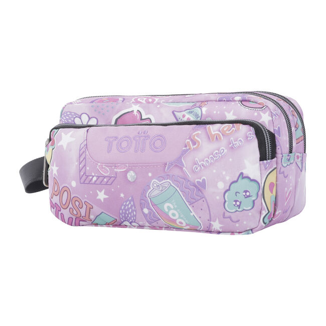 Estuche escolar tres compartimentos rosa positive world - Agapec image number null