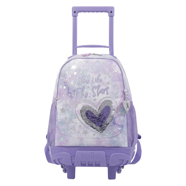 Mochila con ruedas mediana - Shiny Heart - Morado | Totto.es