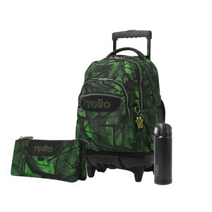 Pack Escolar Jhony Jungle X3 | Mochila de ruedas + 2 accesorios