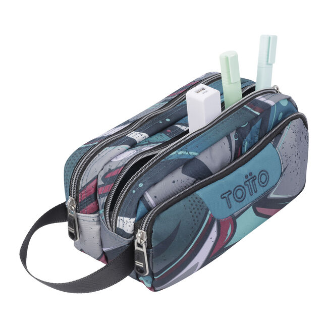Estuche escolar tres compartimentos lienzo eco-friendly - Agapec image number null