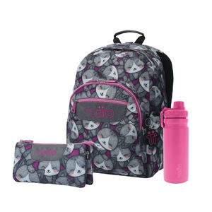 Pack Escolar Kitten Rose X3 | Mochila adaptable + 2 accesorios