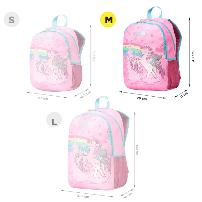 Mochila escolar mediana de fantasía y unicornio - Fantasy image number null