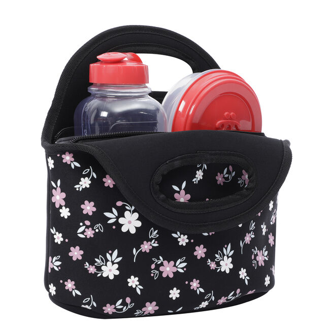 Bolsa porta-alimentos  negro y flores - Feliza image number null