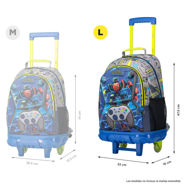 Mochila escolar con ruedas grande de videojuegos - Monark image number null