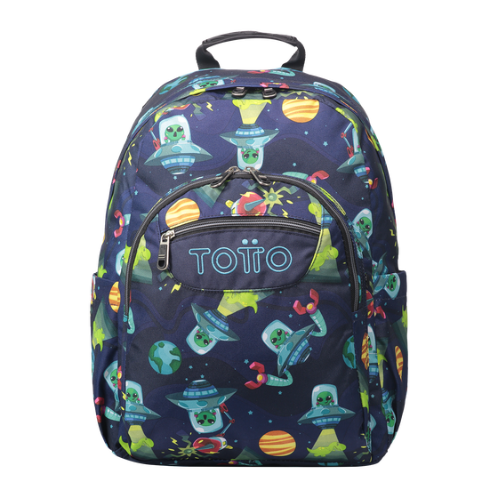 Mochila Acuareles Planetas y aliens Azul Totto.es