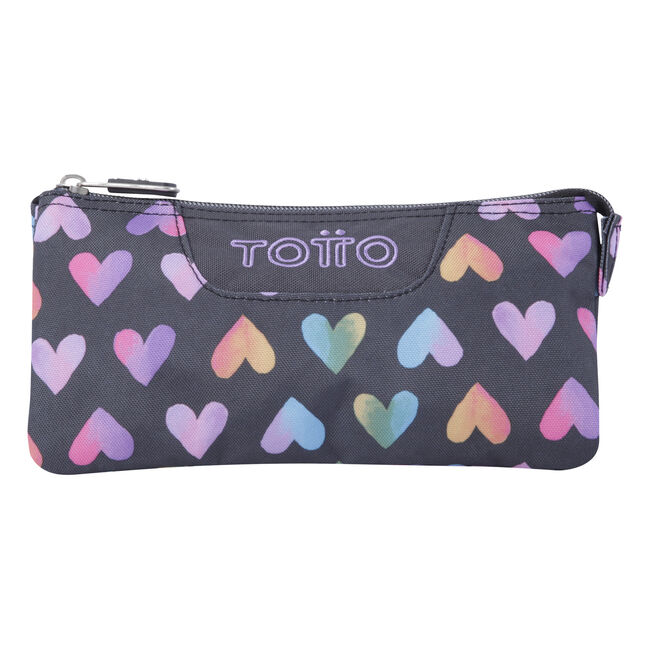 Estuche escolar tres compartimentos corazones multicolor - Tablero