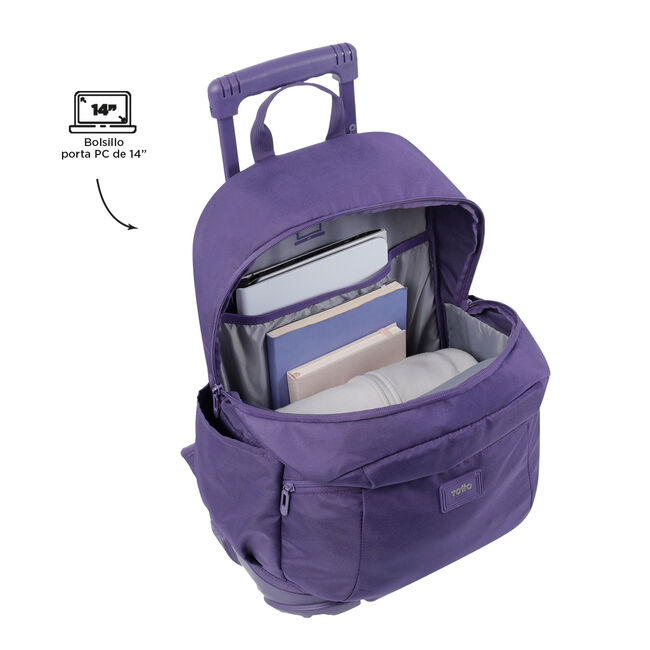 Mochila Con Ruedas Renglon Totto Morado - Mochilas Escolares