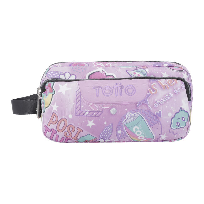 Estuche escolar tres compartimentos rosa positive world Agapec - Rosa | Totto.es