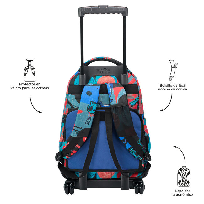 Mochila escolar con ruedas cyber monstruos - Renglones image number null