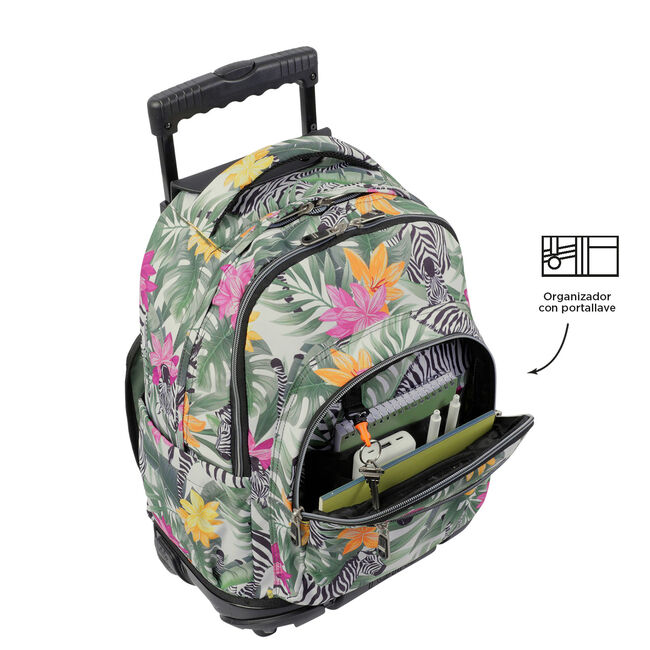 Mochila escolar con ruedas tropical cebras - Renglones image number null