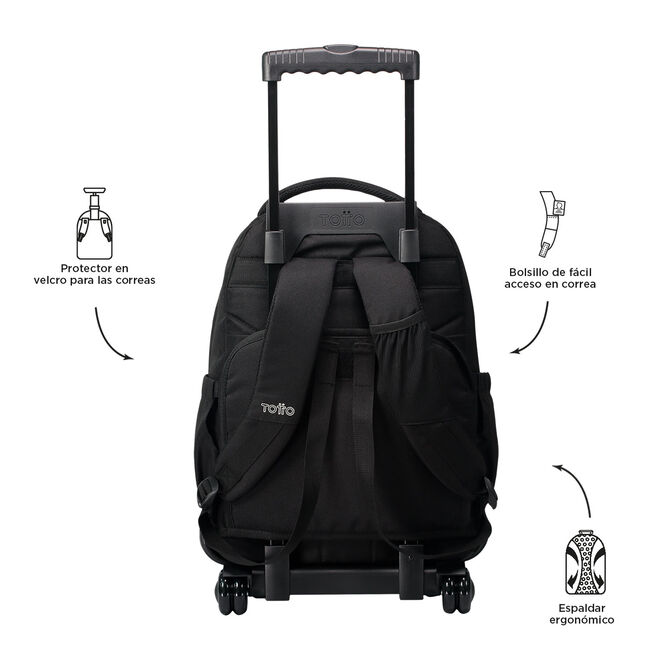 Mochila escolar con ruedas color negro - Renglones image number null