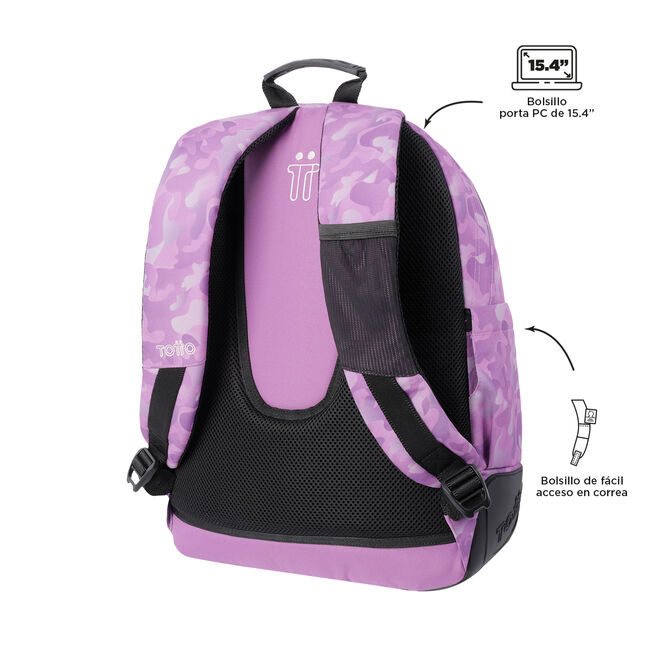 Mochila escolar camuflaje rosa - Crayoles image number null