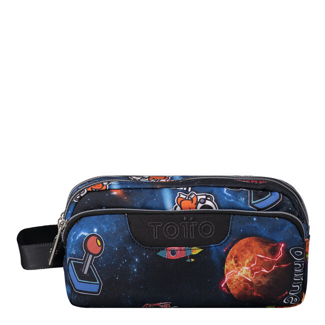 Estuche escolar tres compartimentos estampado galaxia - Agapec