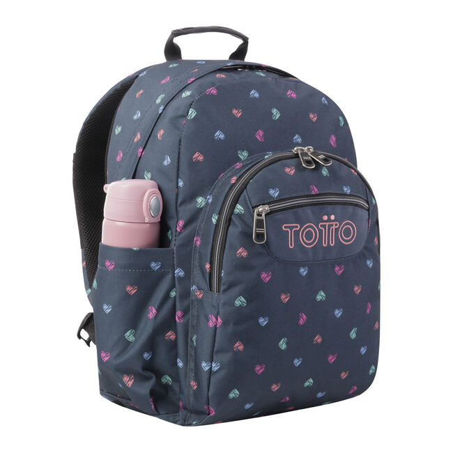 Mochila escolar adaptable a carro estampado corazones - Acuareles image number null