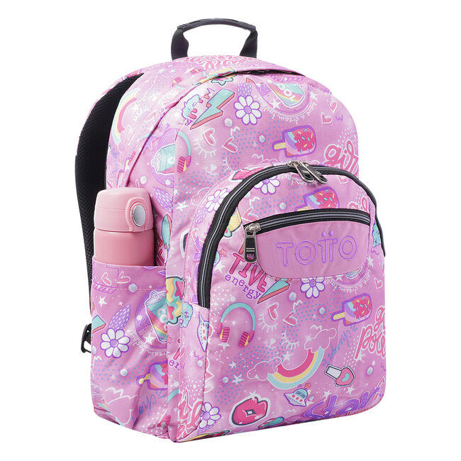 Mochila escolar adaptable a carro rosa positive world - Acuareles image number null