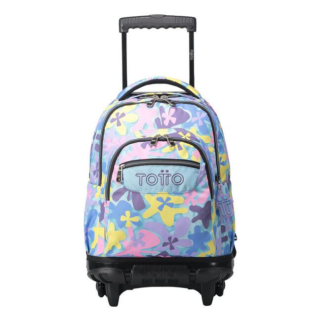 Mochila escolar con ruedas flores hawaianas - Renglones