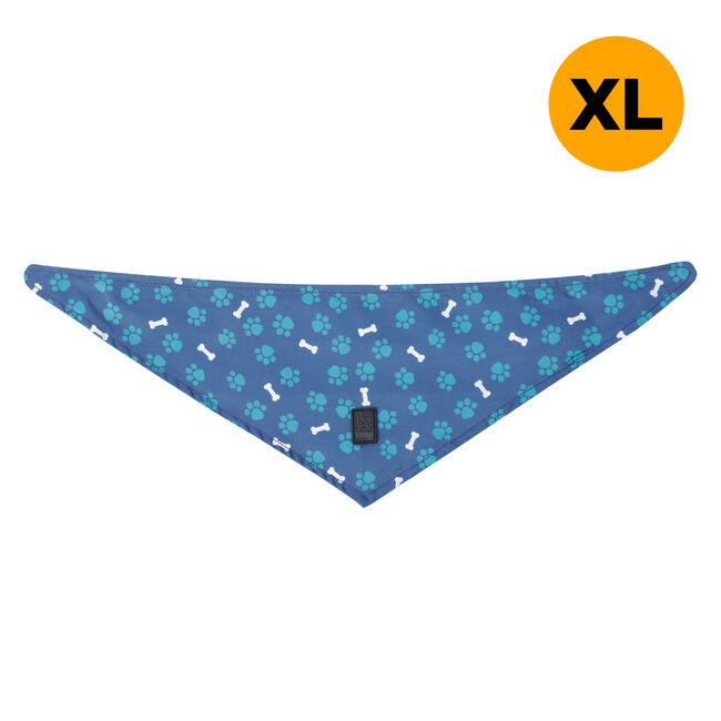 Pañuelo para mascotas doble cara estampado huellas y huesos - Talla XL  image number null