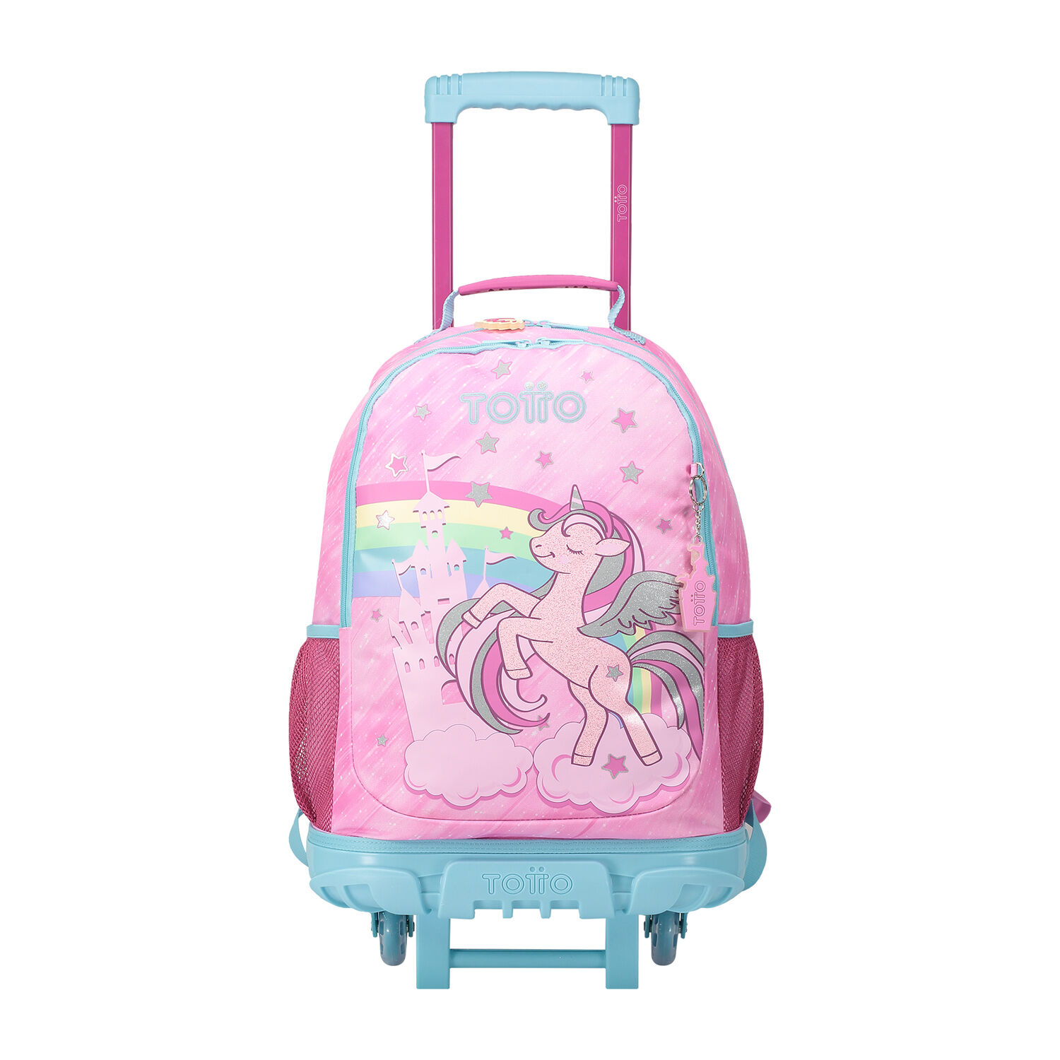 Mochila escolar con ruedas grande de fantas a y unicornio