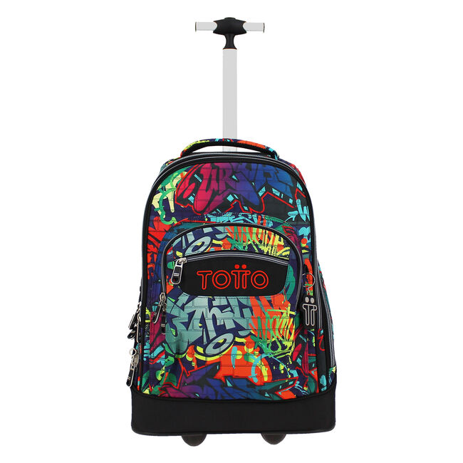 Mochila escolar con ruedas graffiti - Papel - Multicolor