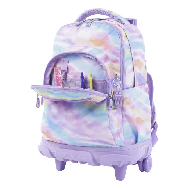 l➤ Compra MOCHILA TOTTO RUEDAS RENGLONES CORAZONES PASTEL a