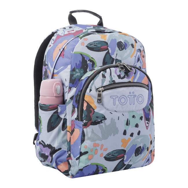 Mochila escolar adaptable a carro lienzo floral - Acuareles image number null