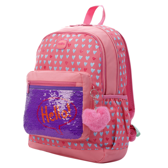 Mochila escolar corazones y lentejuelas - Glony image number 3