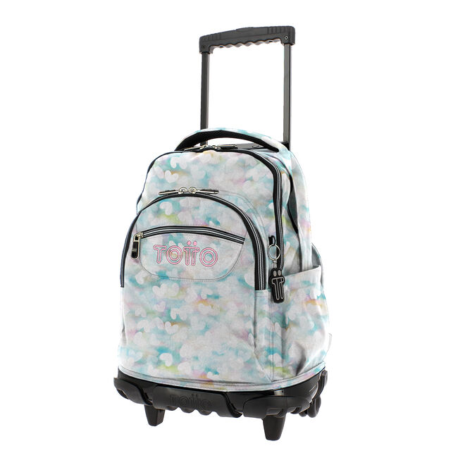 Mochila escolar con ruedas corazones pastel - Renglones
