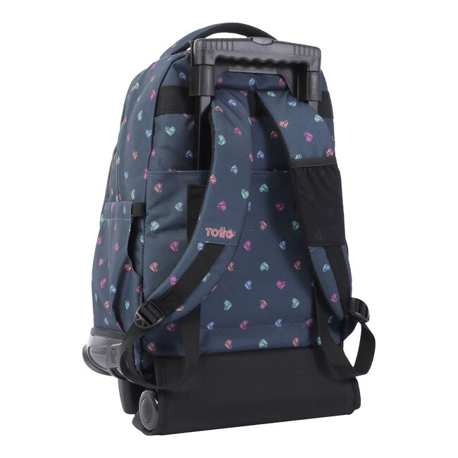 Mochila escolar con ruedas estampado corazones - Renglones image number null