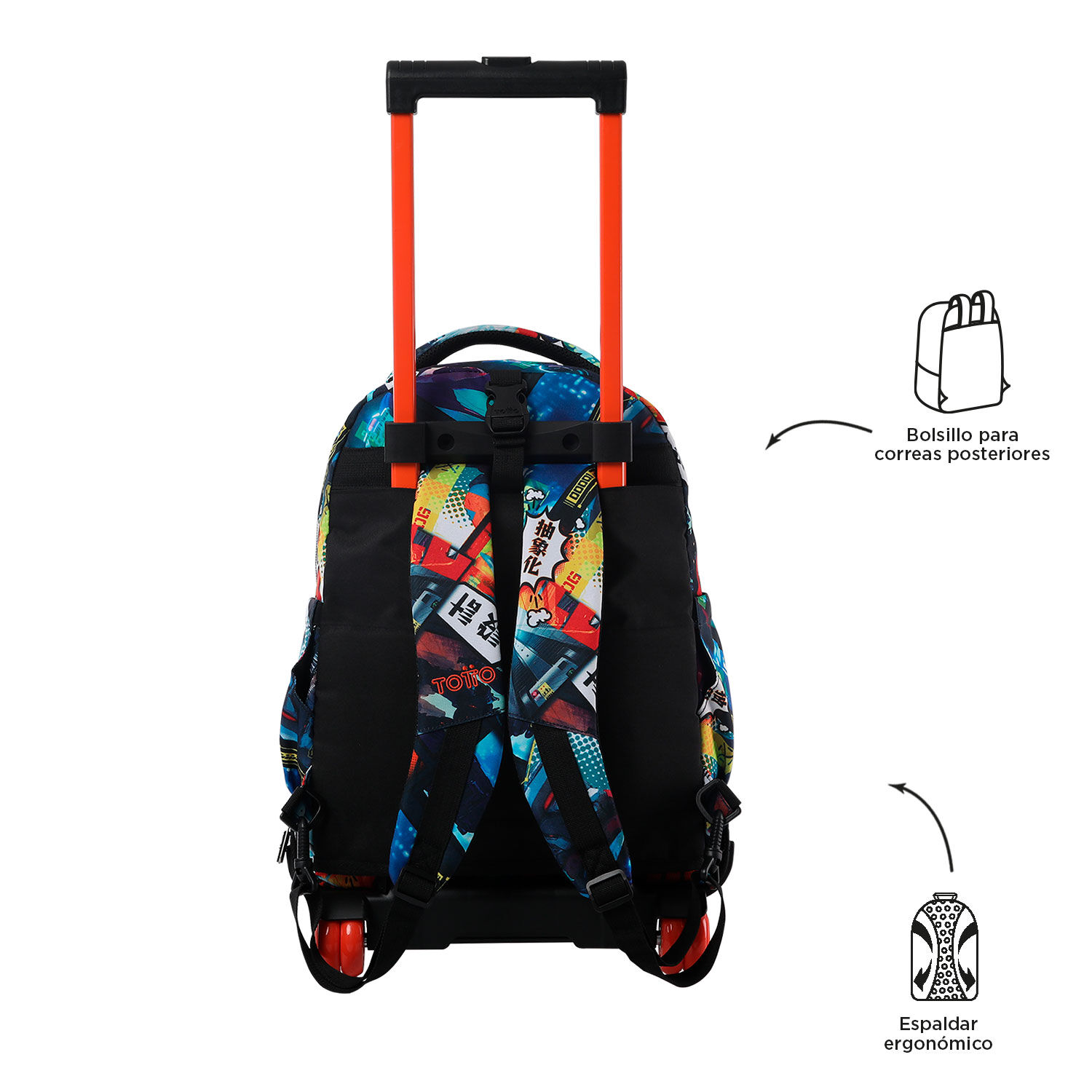 Mochila escolar con ruedas desmontable Kasuya Tiza Multicolor