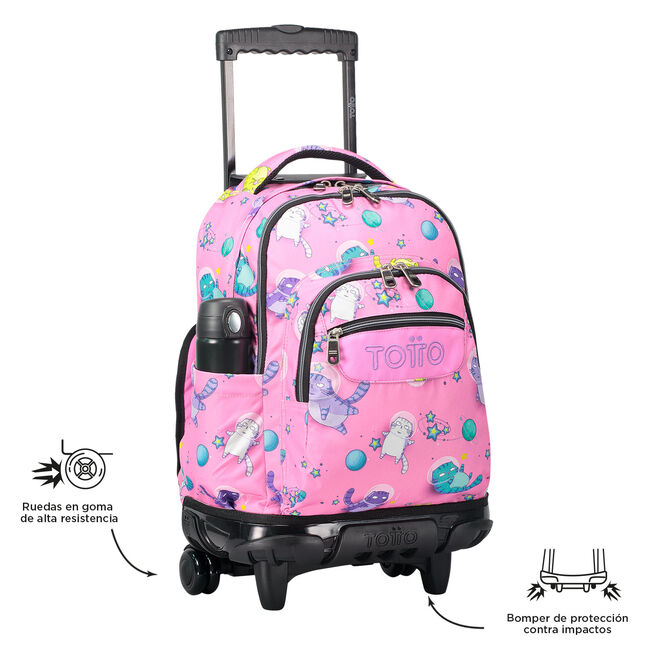 Mochila escolar con ruedas gatos astronautas - Renglones image number null