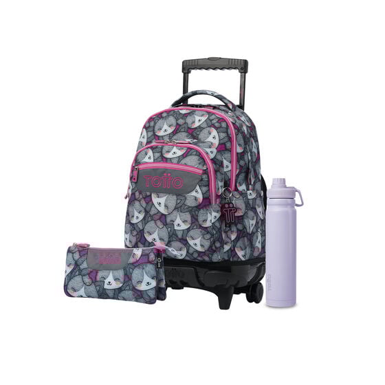 Pack Escolar Kitten Rose X3 | Mochila de ruedas + 2 accesorios image number 1