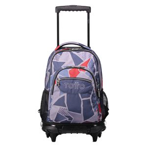 Mochila Renglones - Estampado gris y rojo