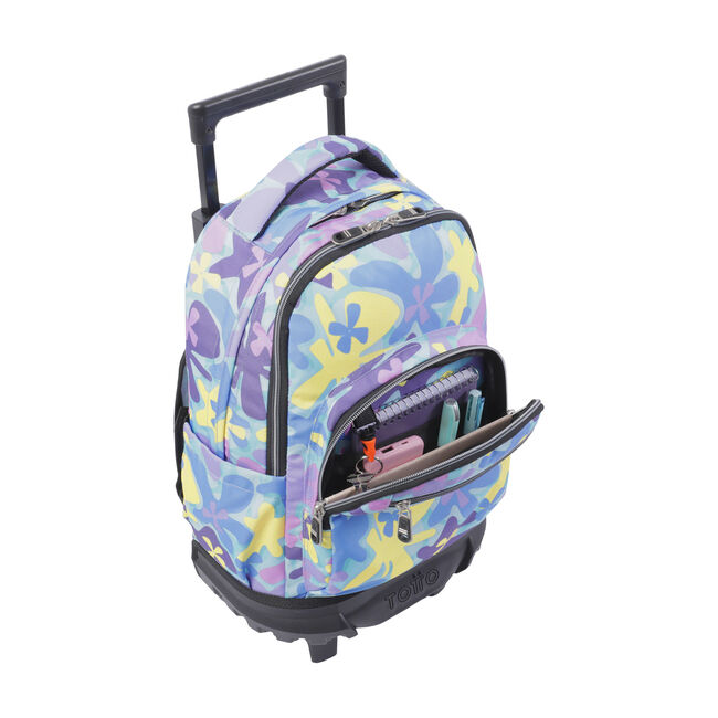 Mochila escolar pequeña ruedas flores hawaianas - Resma image number null