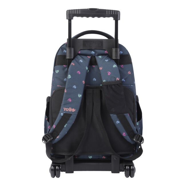 Mochila escolar con ruedas estampado corazones - Renglones image number null